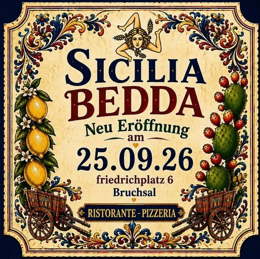 Sicilia Bedda – Neueröffnung am 25. September 2026 in Bruchsal
